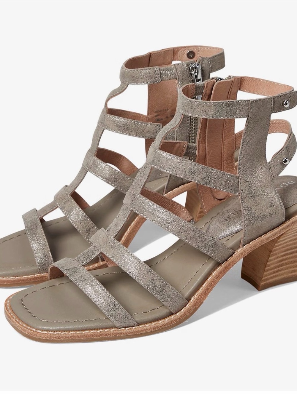 Donald J Pliner Janessa Light Taupe Metallic Suede Sandal New in Box Size 6.5